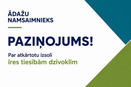 Paziņojums par atkārtotu izsoli īres tiesībām dzīvoklim “Kadaga 5”-14