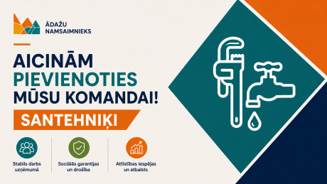 Aicinām pievienoties mūsu komandai SANTEHNIĶI (vakance ir nokomplektēta)