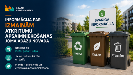 Informācija par izmaiņām atkritumu apsaimniekošanas jomā Ādažu novadā!